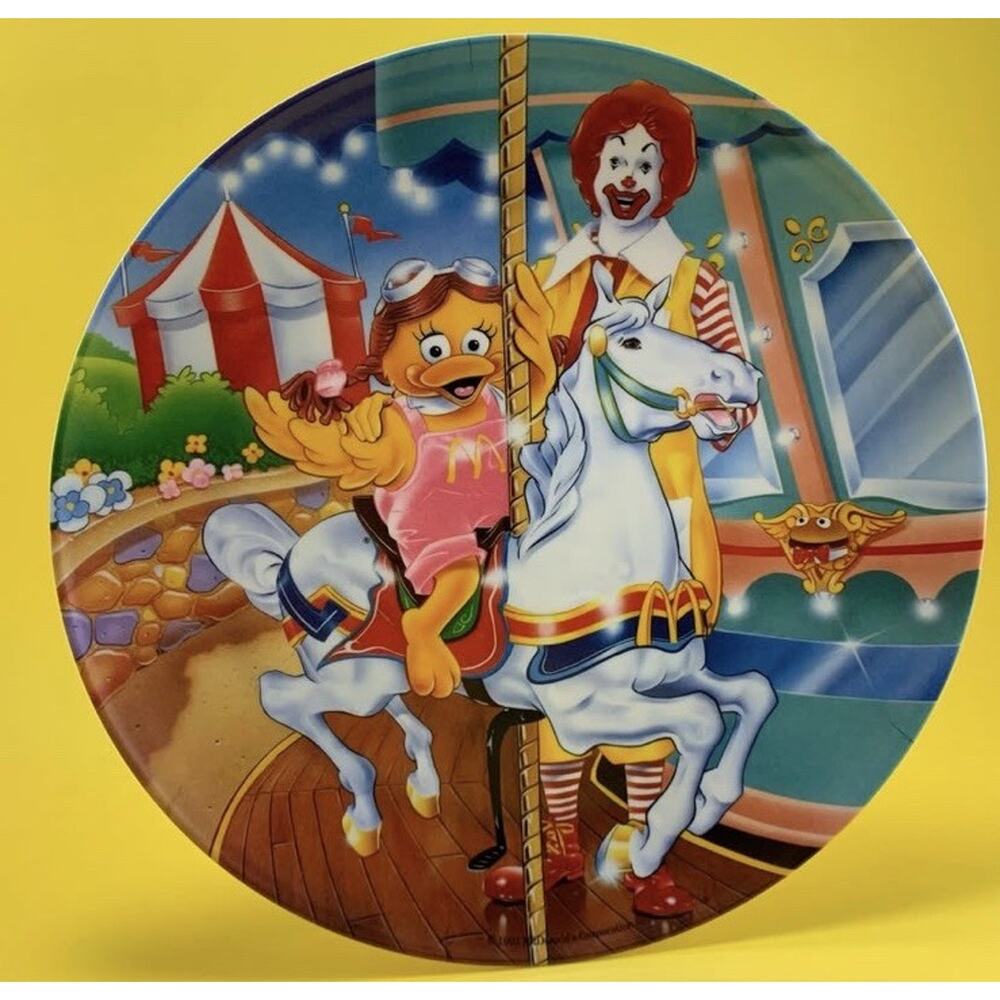 VINTAGE 90’s McDonald’s RONALD McDonald BIRDIE CAROUSEL HORSE PLATE McDonalds